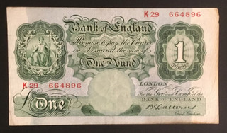Banknote Of England One Pound. BG. Catterns. K29. Excellent Condition.