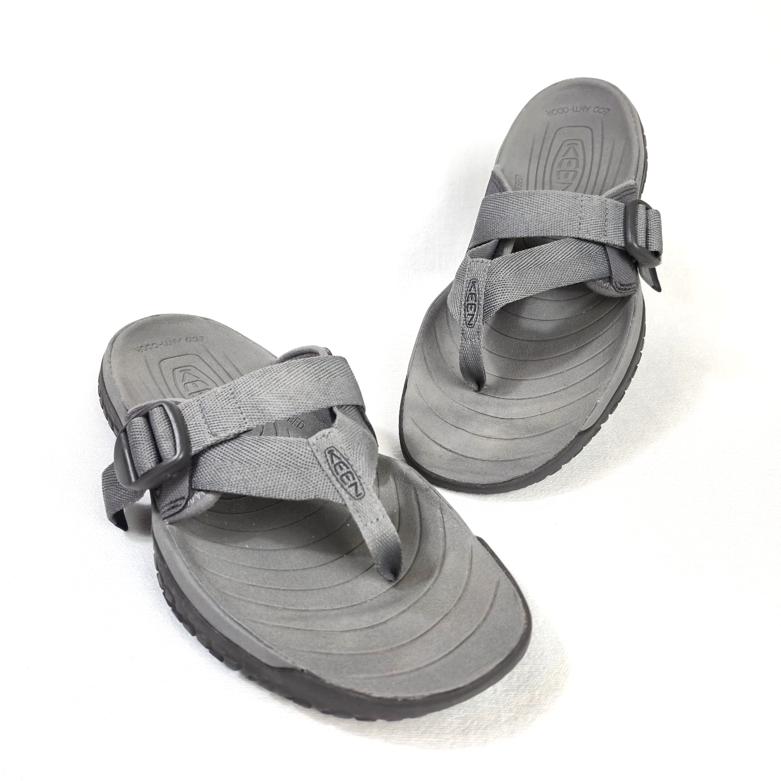 Sandali infradito Keen SOLR punta uomo taglia 11 grigi acqua cinturino Aqua Stop