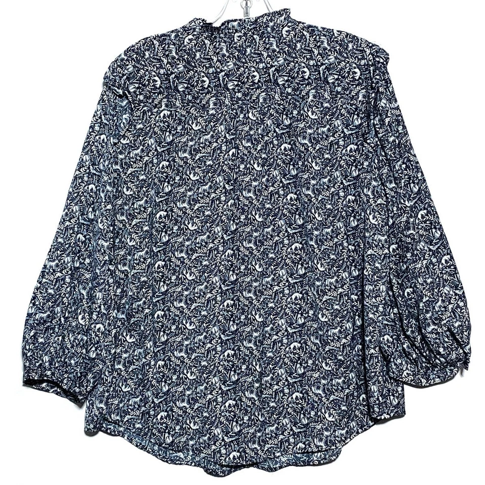 Blusa Lauren Conrad azul tamanho XXL raposa floresta animais floresta floresta boho babados - Imagem 2 de 4