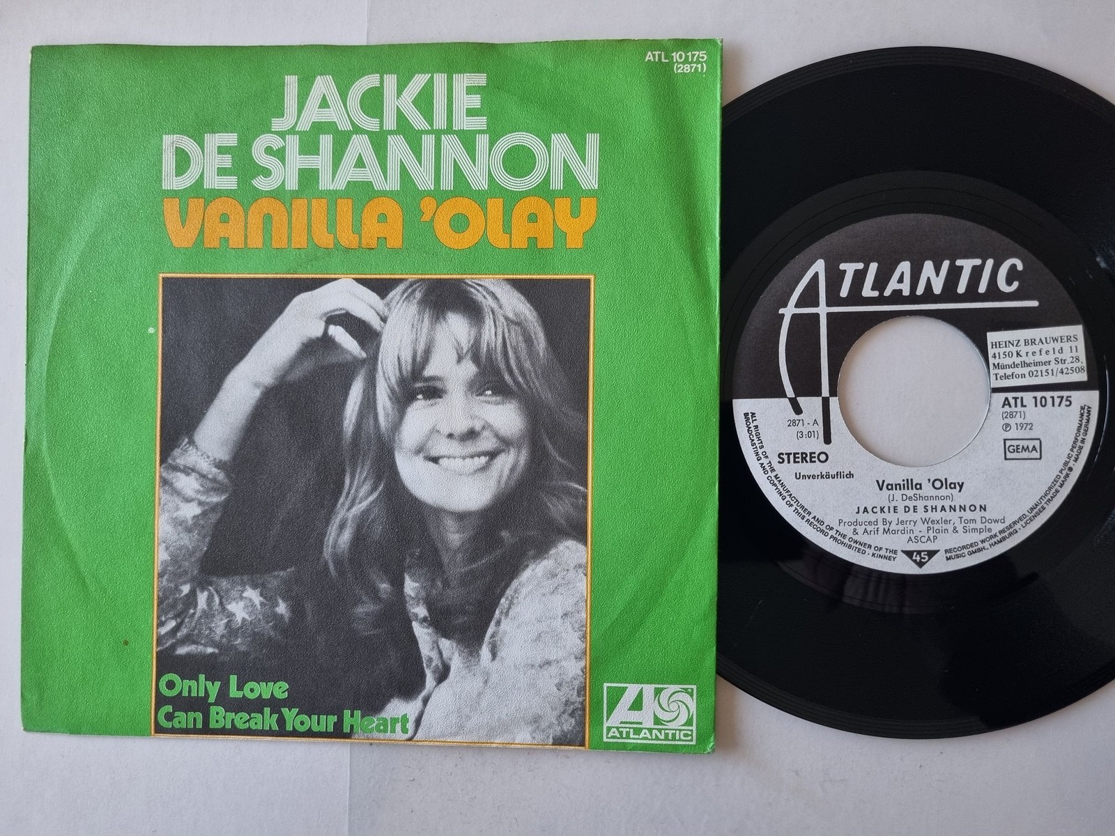 Jackie De Shannon - Vanilla 'Olay 7'' Vinyl Germany PROMO