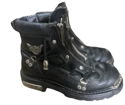 Harley Davidson BRAKE LIGHT Boots Womens 5.5 Black Leather Zipper