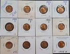 1950-1958 P,D,S, Lincoln Wheat Cents, Lot Of 12, UNC/BU, Red