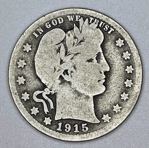 1915-S Barber Quarter 25C 90% Silver USA Coin San Francisco Mint Better Date