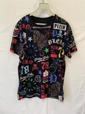Authentic Philipp Plein Men's All-Over Print Graphic T-Shirt - Medium #73
