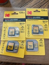 4 X 128gb AUTHENTIC KODAK MICRO SDXC UHS-I U3 V30 A1 MEMORY CARD 4K HD 100 MB/S