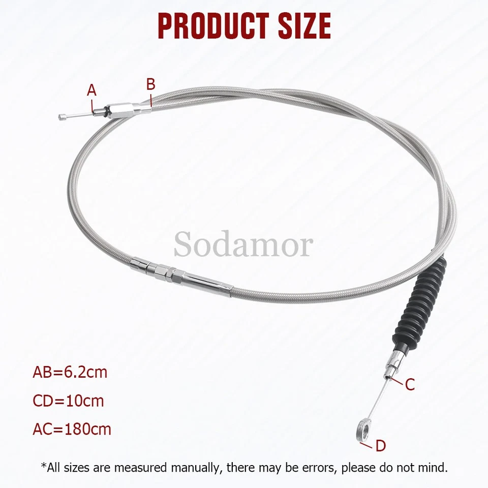 Línea de cable de embrague 71" 180 cm para Harley Softail Heritage Road King Sportster Foto 2 de 4