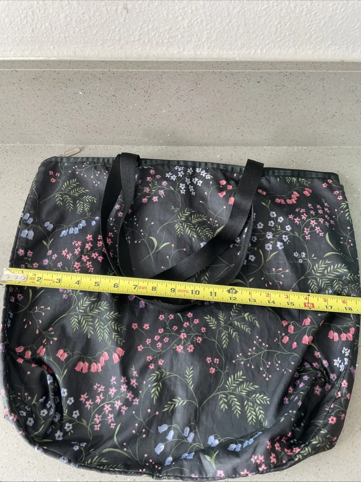 LeSportsac Large Tote Black Multicolor Floral Nylon Shoulder - Image 3 of 4