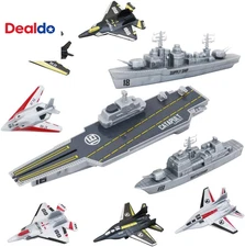 Aircraft Carrier Toy Military Naval Ship Play Set with Small Scale Planes Toy, S