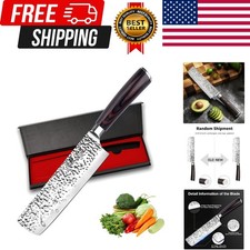 Nakiri Knife,7 Inch High Carbon Stainless Steel Japanese Chef Knife,Razor Sha...