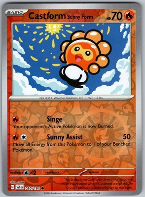 Castform Sunny Form 020/191 Common Surging Sparks Pokemon Reverse Holo Near Mint