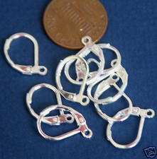 50 pcs of Silver Plated leverback earwire 10X15mm
