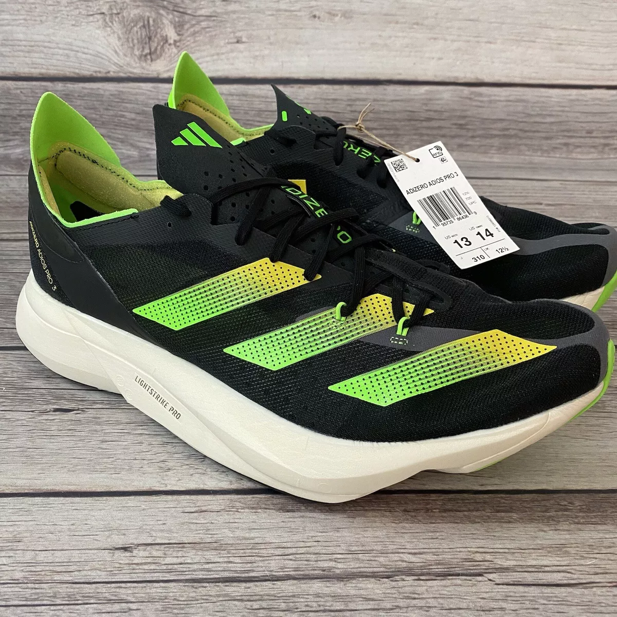 adidas Adizero Adios Pro 3 Black Green Running Shoes GX Men's