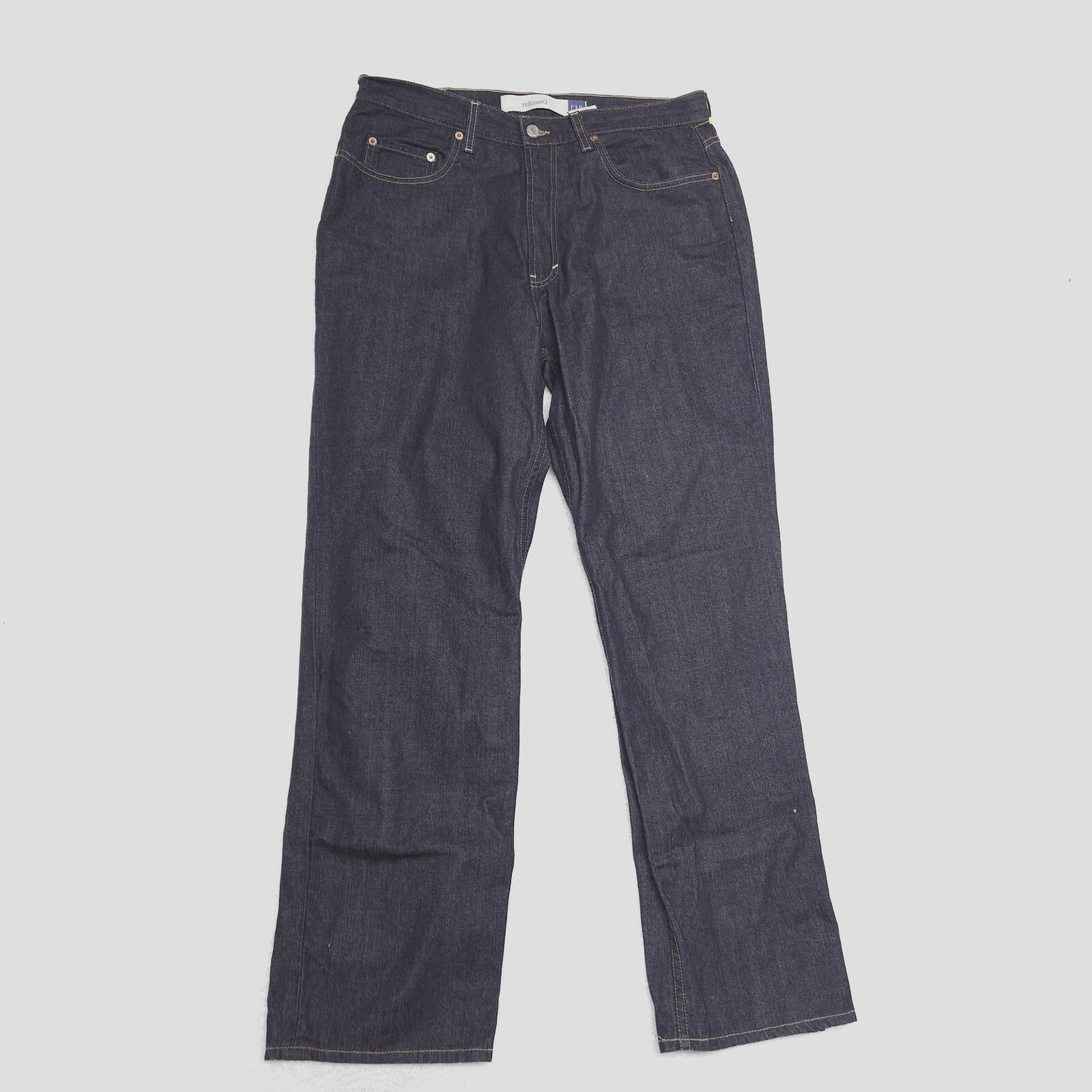 Gap Men's Size 35x32 Blue Relaxed Fit Straight Dark Wash 100% Cotton Denim Jeans