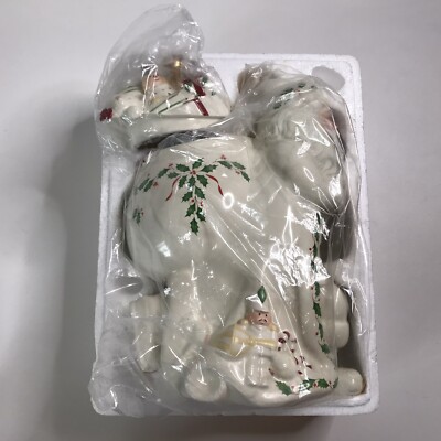 Lenox Holiday Santa Collection Ceramic Cookie Jar Skating Toy Sack