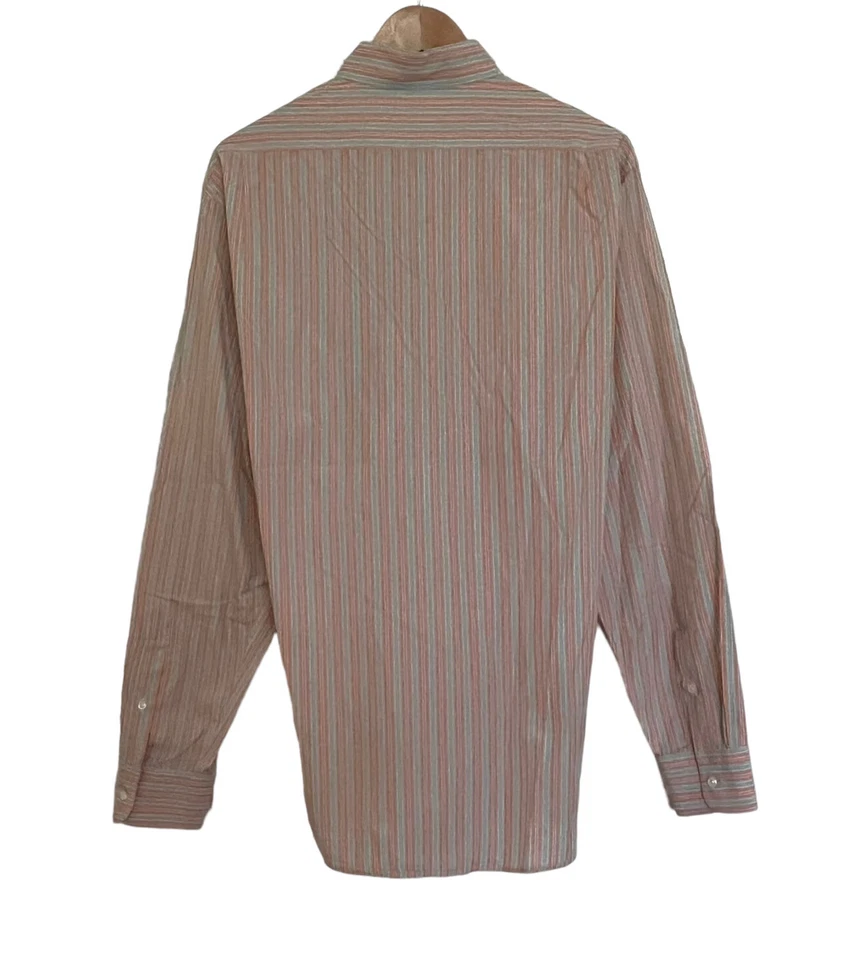 Camisa de vestir Ralph Lauren etiqueta púrpura para hombre con botones naranja a rayas Italia talla L Foto 4 de 4