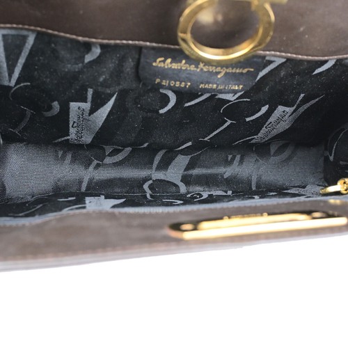SALVATORE FERRAGAMO Gancini 2Way Chain Shoulder Clutch Bag Leather Brown 69YG017 - Picture 9 of 15