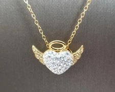 NECKLACEAngel Pendant made with Swarovski Crystals, 14K Gold on Sterling Silver