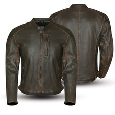 Giacca Moto in traforata Pelle LOSTFRONTIER Vintage Protezioni Scooter UOMO CE