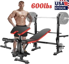 Adjustable Weight Bench Press Folding Workout Bench Multi-Function Dip Station✅