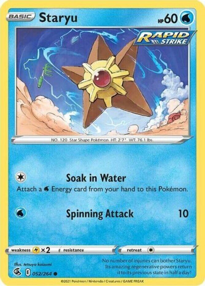 X4 Staryu 052/264 Fusion Strike Common Near Mint Pokemon DNA GAMES