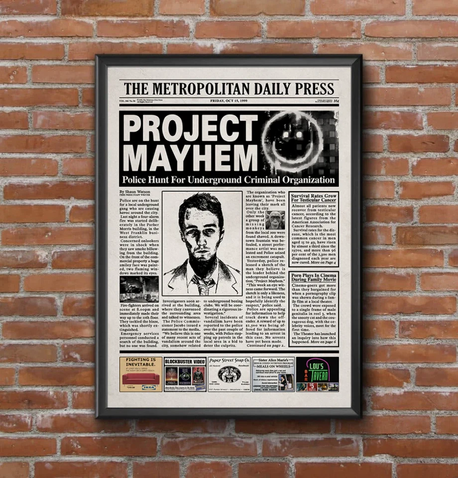 Fight Club Newspaper poster print - Image 3 of 3