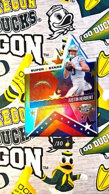 Justin Herbert Superstars Die Cut /10 Gold   Optic Panini 2021 RARE    