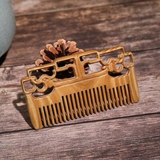 Classical Chinese Style Custom Double-sided Carving Green Sandalwood Dragon Comb