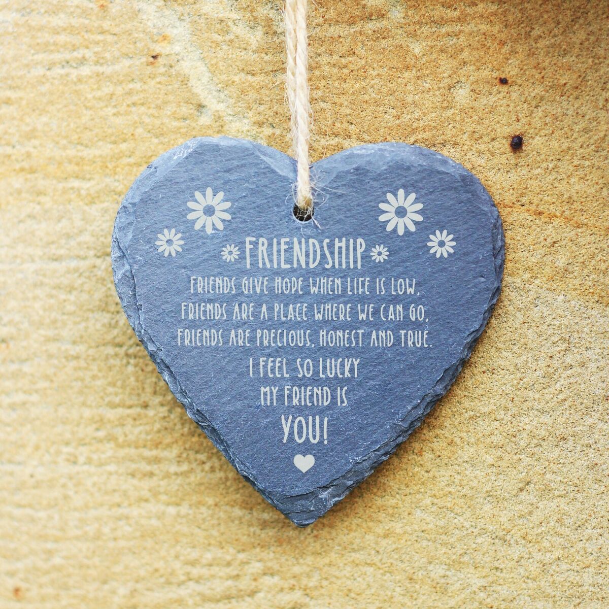 Engraved Slate Heart Friendship Quotes Gifts for Friends 