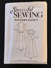 SUCCESSFUL SEWING #9 - 0537 LADIES DRESS FLARE PLEATS BUTTONS NOTCHED 8-18 UNCUT