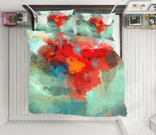 3D Red Watercolor 3742NA Bed Pillowcases Quilt Cover Duvet Michael Tienhaara Fay
