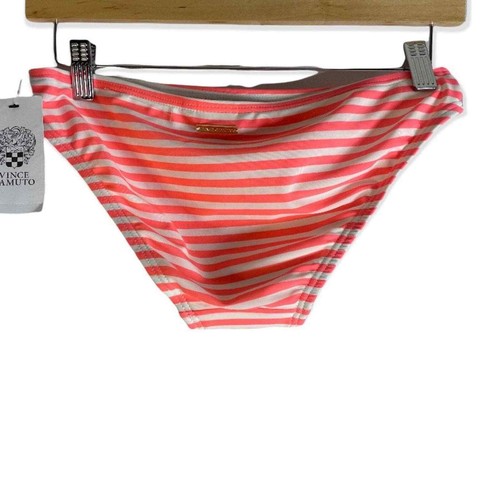 Vince Camuto Classic Bikini Bottoms Pink White Striped Lined XS NWT - Picture 2 of 10