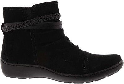 Clarks Damen Stiefelette CORA BRAID BOOT schwarz Wildleder UK 7,5 / 41,5 Weite UVP 75£