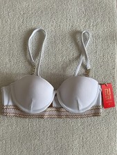 Reggiseno bikini River Island UK 8 - 40/S IT Bianco Oro NUOVO con cartellino