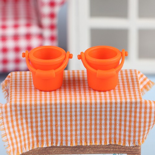 2Pcs 1/12 Dollhouse Mini Simulation Water Buckets Dollhouse Garden Beach Bucket - Picture 9 of 11