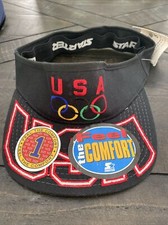 VTG Starter Team USA Olympic Rings Embroidered Visor Black Size S/M - New w Tags