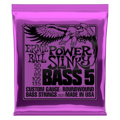 2 Sets pack Ernie Ball 2821 Power-Slinky 5-String Electric Bass Guitar 50-135