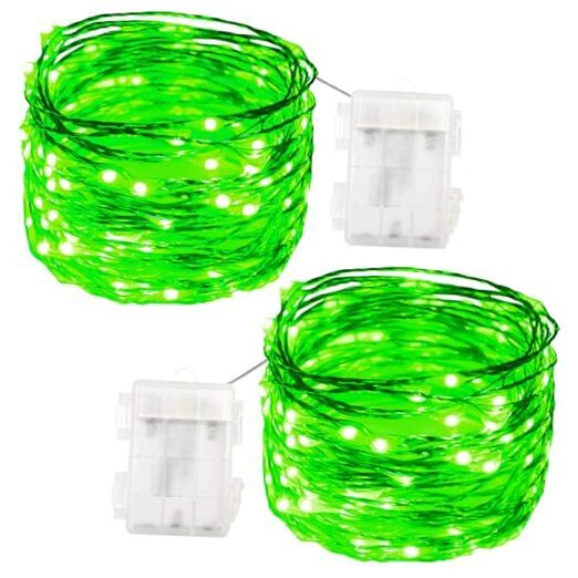 33FT 100 LED Silver Wire String Lights Fairy String Lights 2 Pack Green