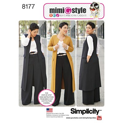 SIMPLICITY 8177 MISSES MANTEL HOSE & WESTE Schnittmuster Größen 10-18 & 20W-28W