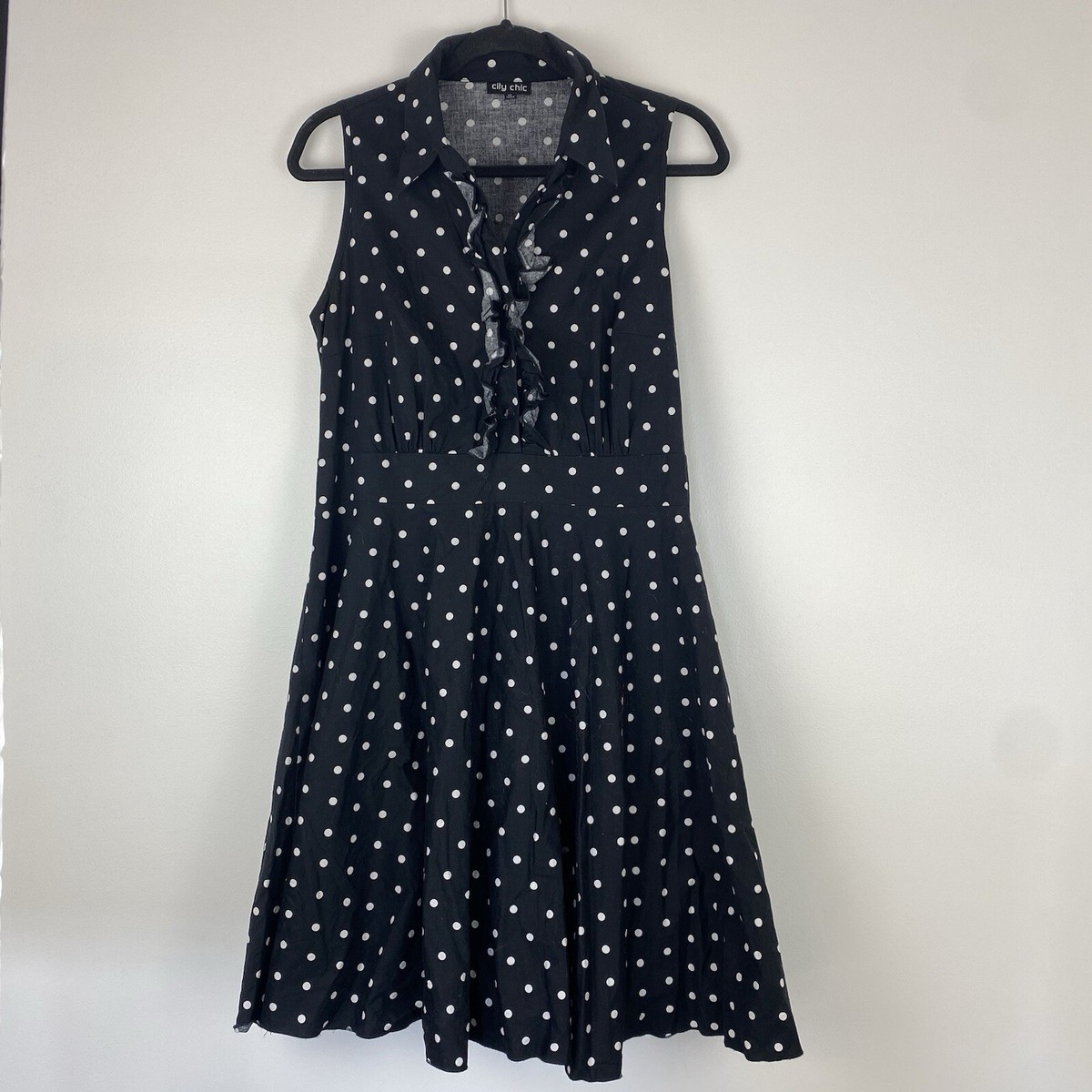 City Chic Women's Knee Length Polka Dot Fit Flare Dress Size XS / 14  Sleeveless | eBay