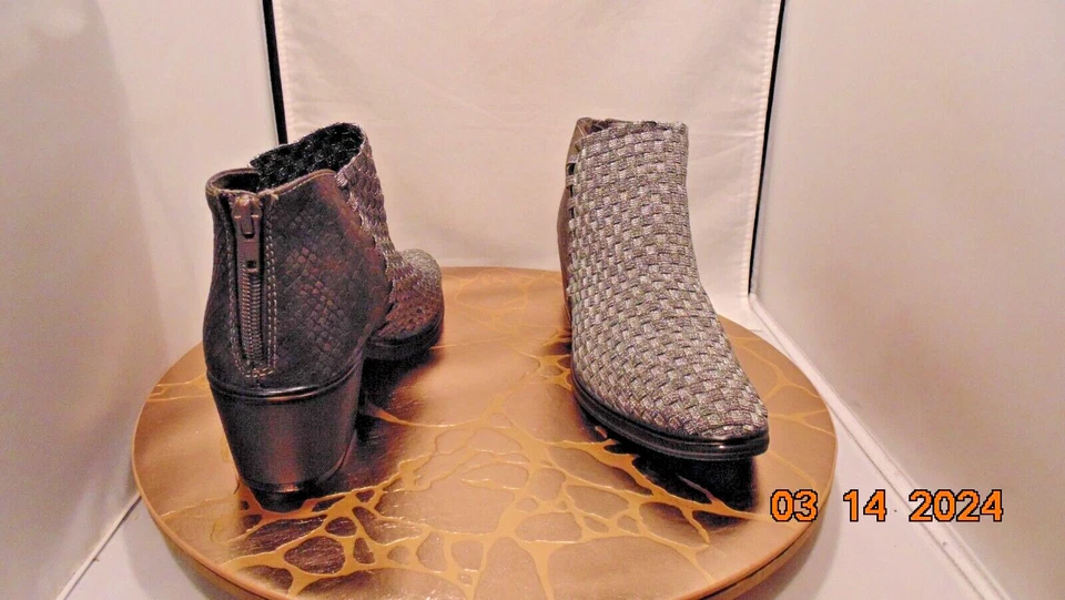 STEVEN by Steve Madden Penga Gray/Pewter Woven Ankle Bootie Size 8.5 Women - Imagem 2 de 4