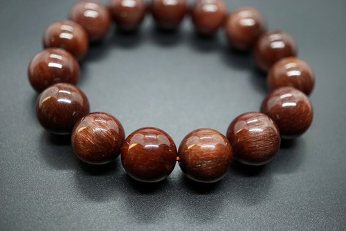 Natural Red Rutilated Quartz Bracelet Red Rutilate Quartz 14.5mm Gift for Him - Picture 4 of 9