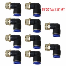 3/8" OD Tube X 3/8" NPT 10Pcs Pneumatic Male Elbow Push To Connect Air Fittings