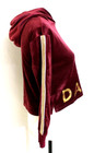 JUSTICE ACTIVE HOODIE SIZE 10 BURGUNDY VELOUR "DANCE" IN GOLD PRINT FRONT-SLEEVE — photo 3