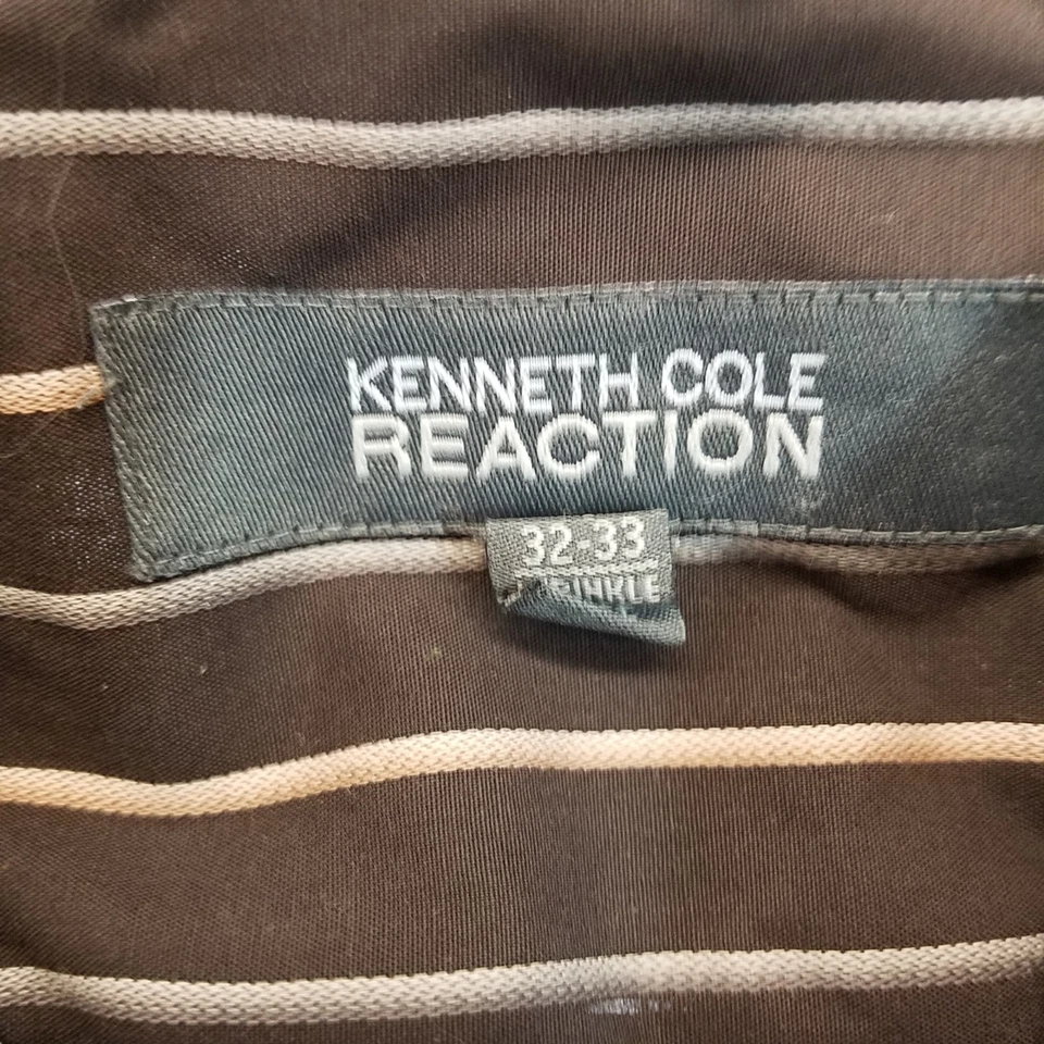 Kenneth Cole Reaction Mens Sz 32-33 Brown Striped Long Sleeve Button Down Shirt - Image 2 of 4