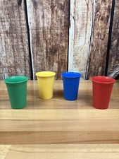 4 Vintage Tupperware Classic Kids Cups 6oz Primary Colors