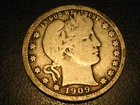 1909-P 90% Silver Barber Quarter VG #2