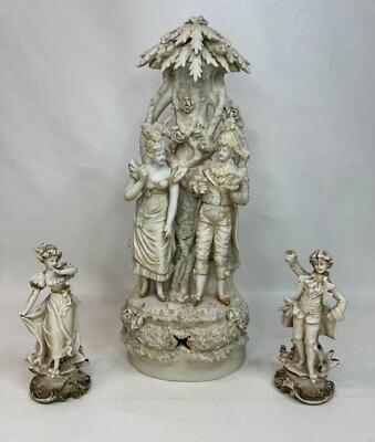 Antique Arnart Creations Capodimonte Porcelain Figural Statues 13  Made In Japan