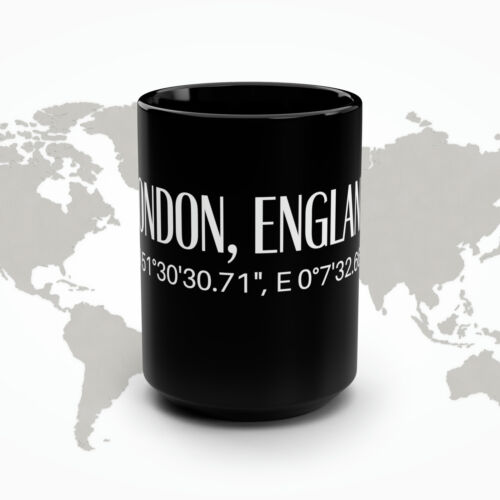 London England Becher Kaffee Latte Englophil groß 15oz Reise schwarz modern NEU - Bild 2 von 5