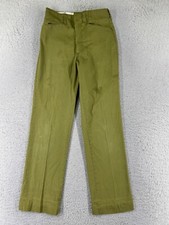 VINTAGE Boy Scouts Pants Youth 24 Green Official Uniform Cargo Twill 24x26 READ