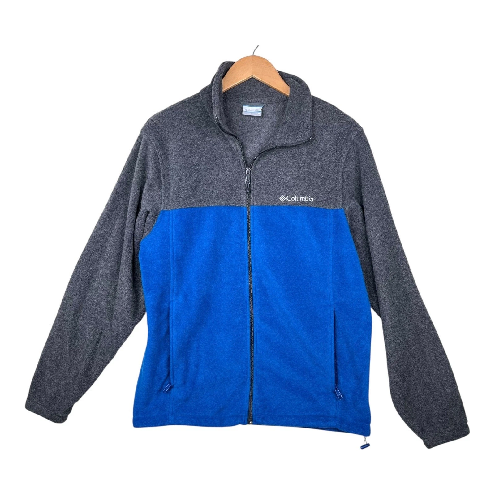 Columbia men's blue gray colorblock full zip fleece jacket size medium